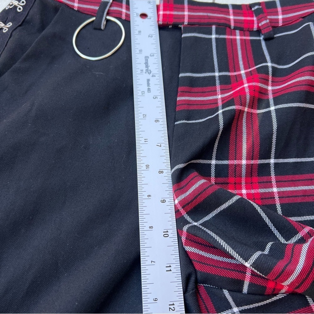 Hot Topic Plaid Pants Women's Small Black & Red Split Leg High Rise Women’s Size - Picture 6 of 8